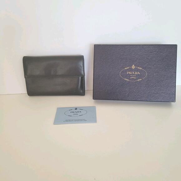 PRADA Portafogilo Donna Nero Black Nappa Leather Wallet Large Envelope Medium - Picture 1 of 14
